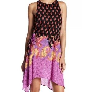 Free People Intimately Mini Dress Women Size S Paisley Rendezvous Asymmetric Hem